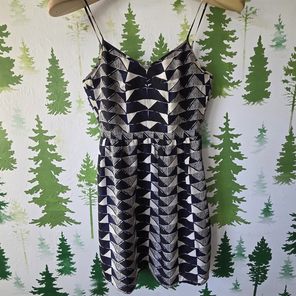 Madewell Dresses & Skirts - Madewell Lydia Black/Blue Triangle Trio Silk Cami Strap Dress